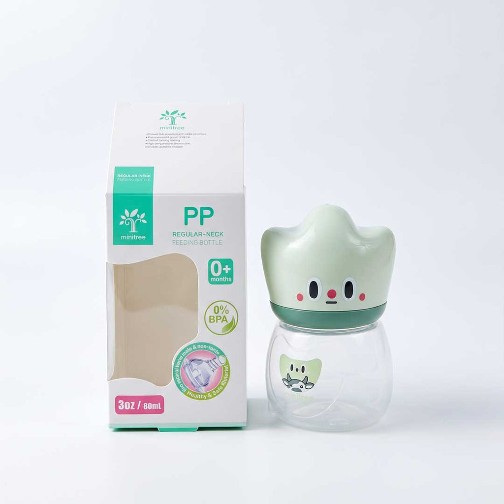 Minitree Anti-Colic Newborn Baby Feeding Bottle (80ml / 3oz) – Sage Green